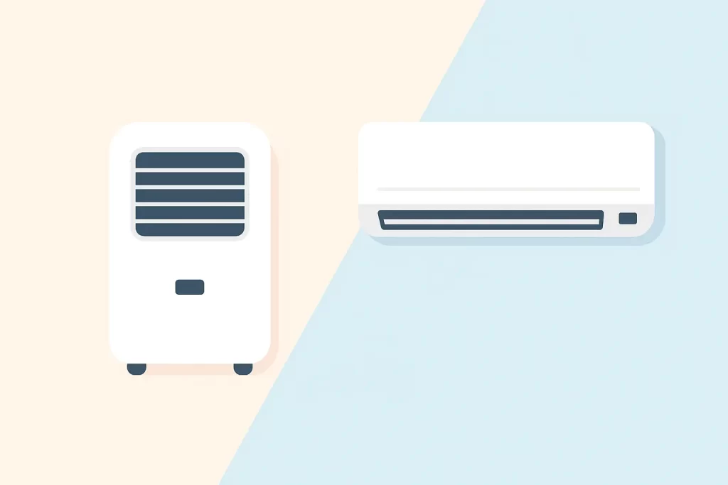 portable and wall mounted air con units  side by side