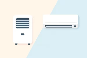 portable and wall mounted air con units side by side