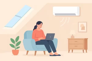 single split air conditioning unit installed in loft room