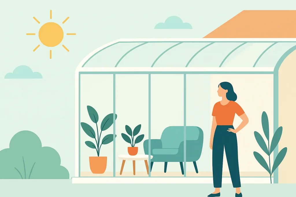 illustration of a conservatory on a sunny day