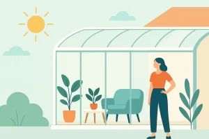 illustration of a conservatory on a sunny day