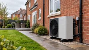 heat pump outside a detached home
